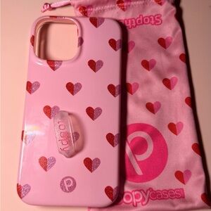 Loopy Case Pink with Red Heart Design